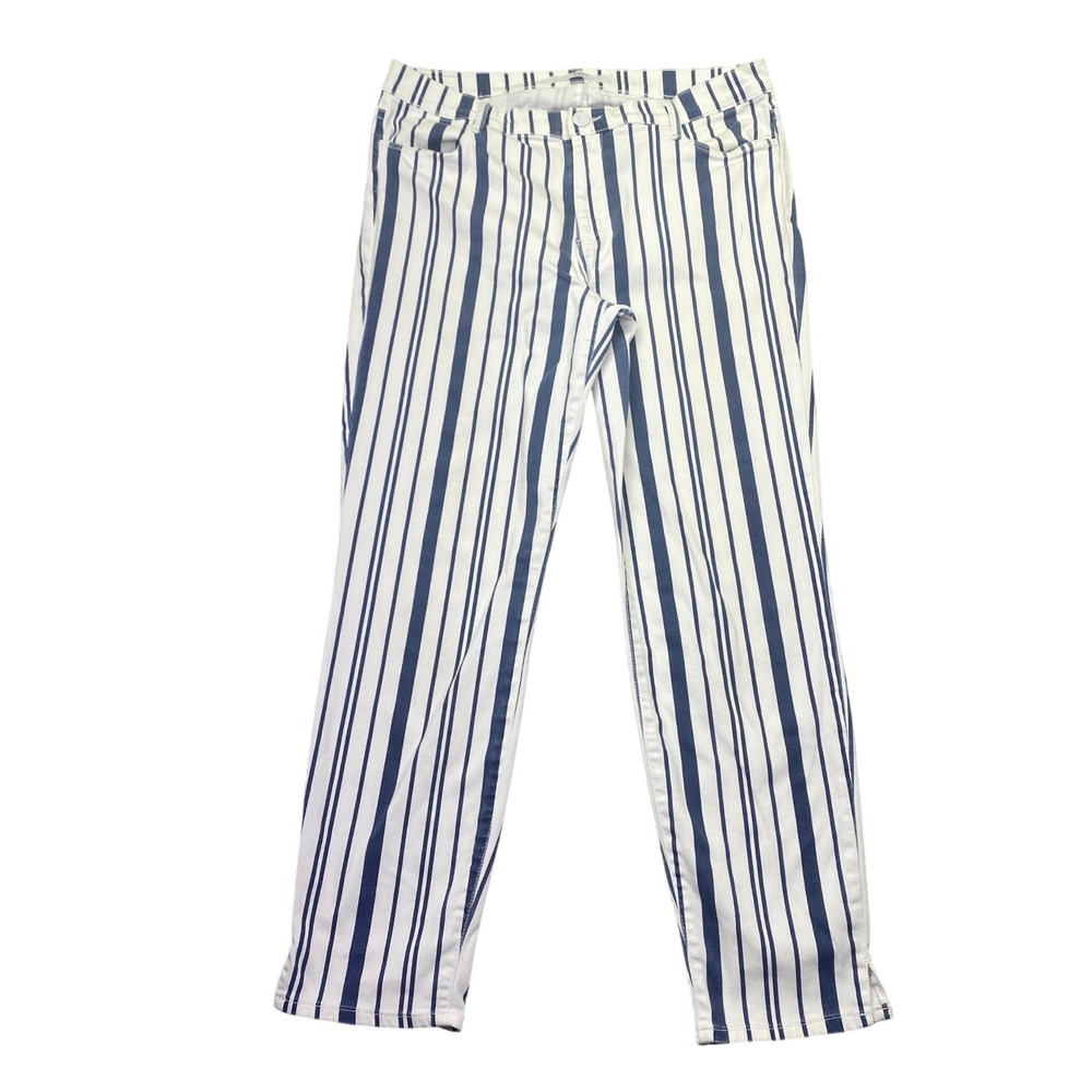 Brax Feel Good Style Shakira S Navy White Striped Slim Pants Womens 32/32 16R